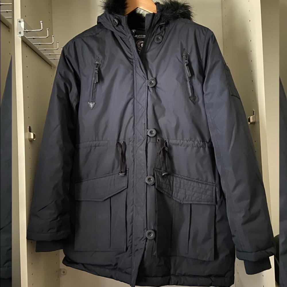 New Brave Soul Puffer Coat - Navy